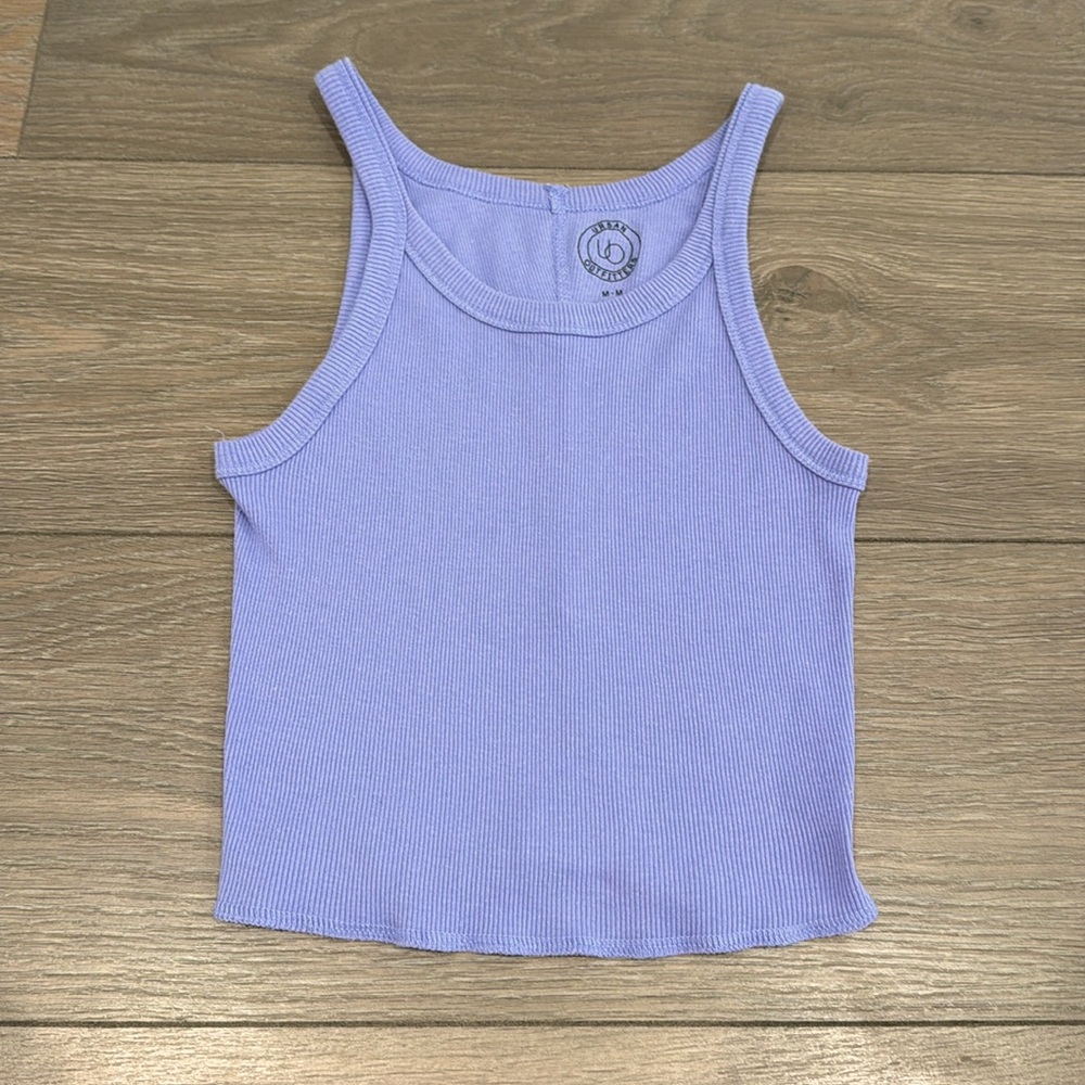 URBAN OUTFITTERS‎ Light Purple Ribbed Knit Cropped Summer Tank Top Size Medium
